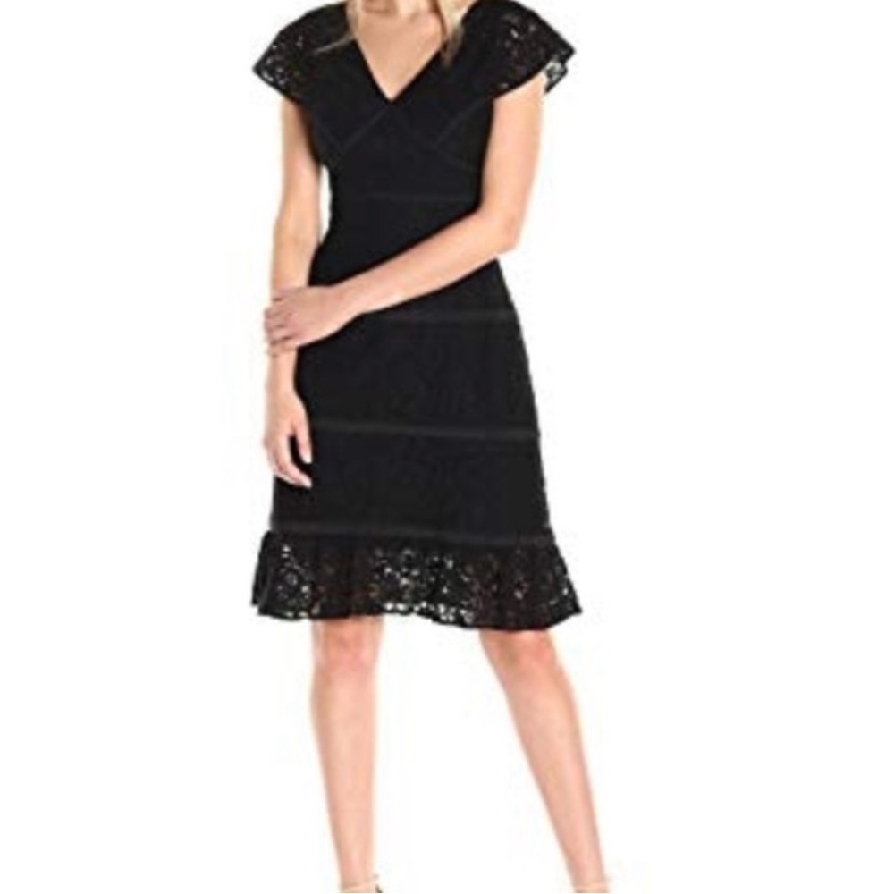 Nanette Lepore black lace flutter sleeve dress